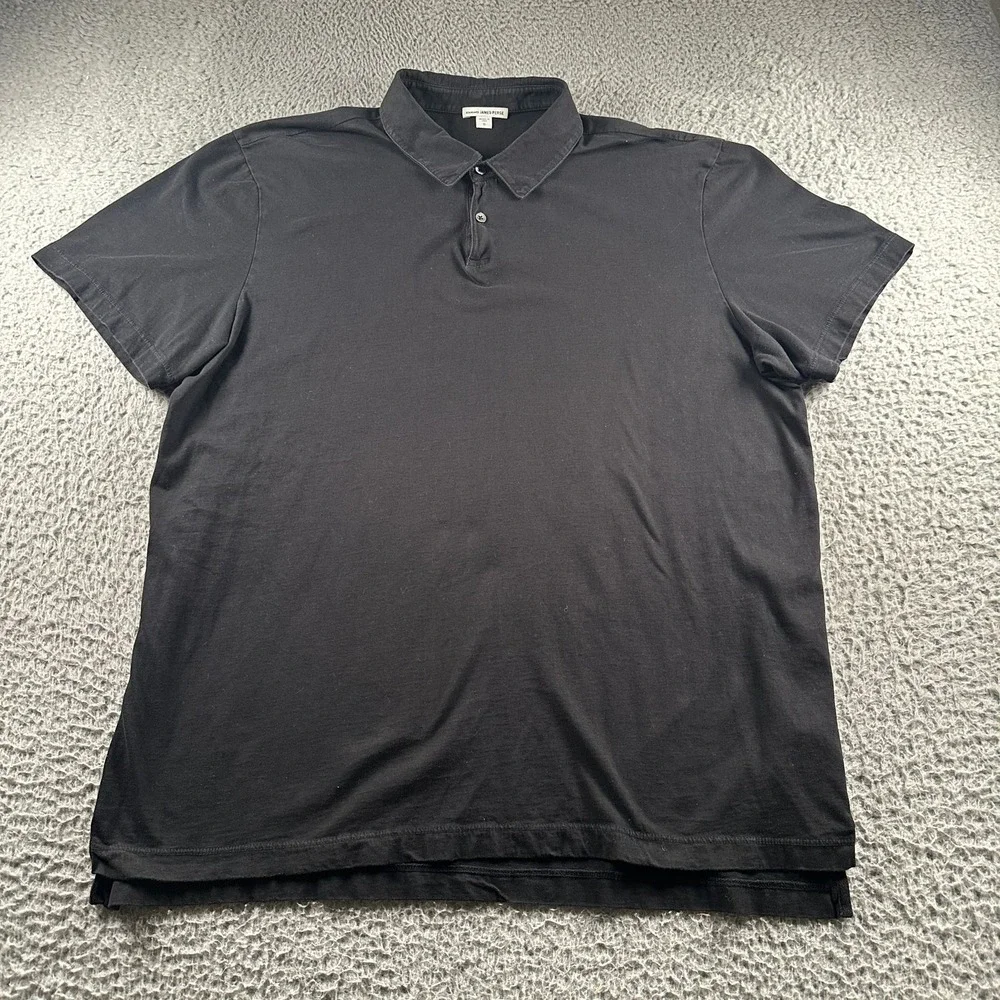 James Perse Polo Mens Size 5 Black Short Sleeve Classic‎ Collared Supima Cotton